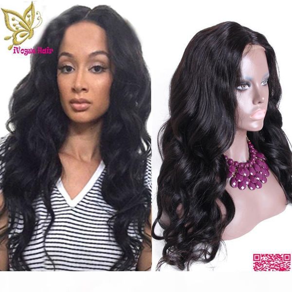 

7a body wave full lace human hair wigs malaysian unprocessed human hair lace front wigs with baby hair, Black;brown