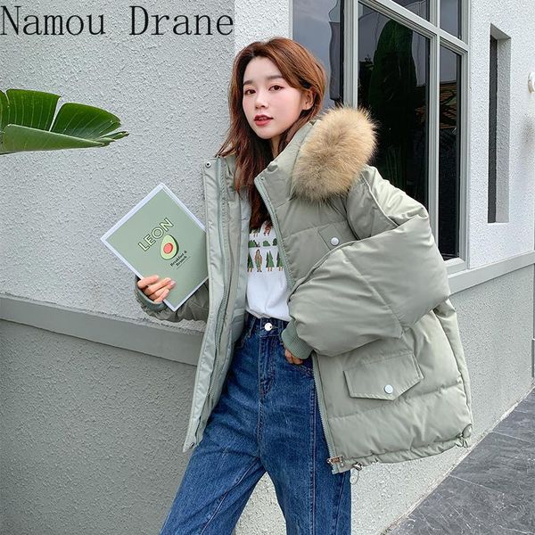

women's down & parkas winter women jacket cotton padded fashion short warm thicken ladies coat korea casual faux fur hooded coats parka, Black