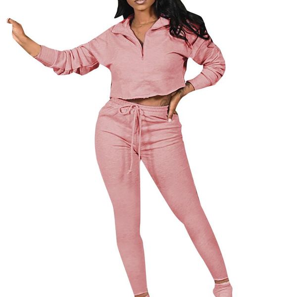 

women's tracksuits 2021 ladies suits shoulder pads tracksuit sets solid zip up hoodies and long pants 2 piece female pullover, Gray
