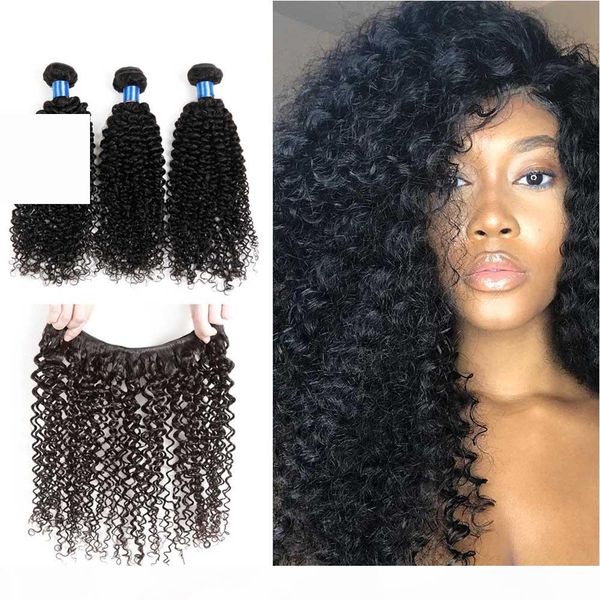 

malaysian remy afro kinky curly hair weave 3 bundles lot 100% human hair extensions natural color, Black