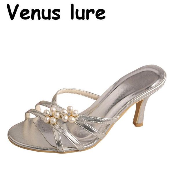 

sandals wedopus 8cm grey heels for women shoes wedding with pearls, Black