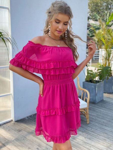 

eilly bazar solid ruffle hem dress she, Black;gray