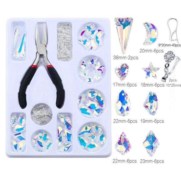 

набор ювелирных изделий комплект ожерелье серьги выводы кристалл стеклянные прелести подвесные бусины сережки крюки ручной работы поставки р