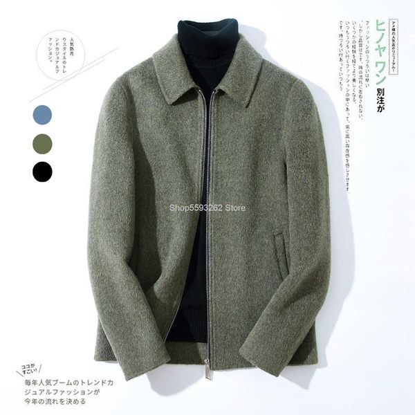 

albaca alpaca double-sided what about cashmere short money wool coat male thicken woolen coat1, Black