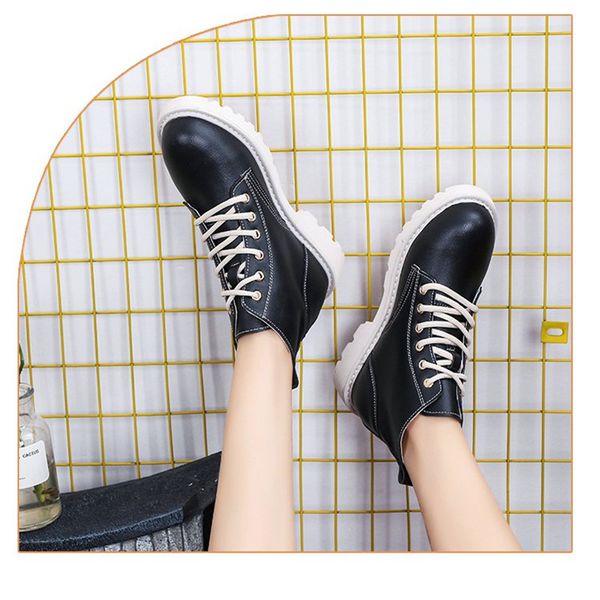 

2021 new spring fall female black plutonium leather rubber rentals up punk-style lady mujer boots w2fc