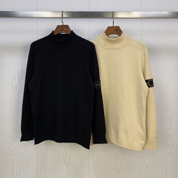 

2020 version 1:1 compass badge turtleneck women men pure color basic sweater outwear autumn winter, White;black