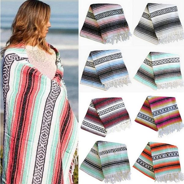 

blankets est mexican falsa blanket geometric fringe woven yoga mat fashion hand