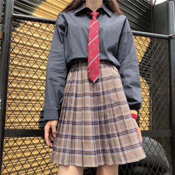 

women korean a-line design plaid skirt vintage cute above knee high waist skirts casual empire sweet kawaii mini skirts, Black