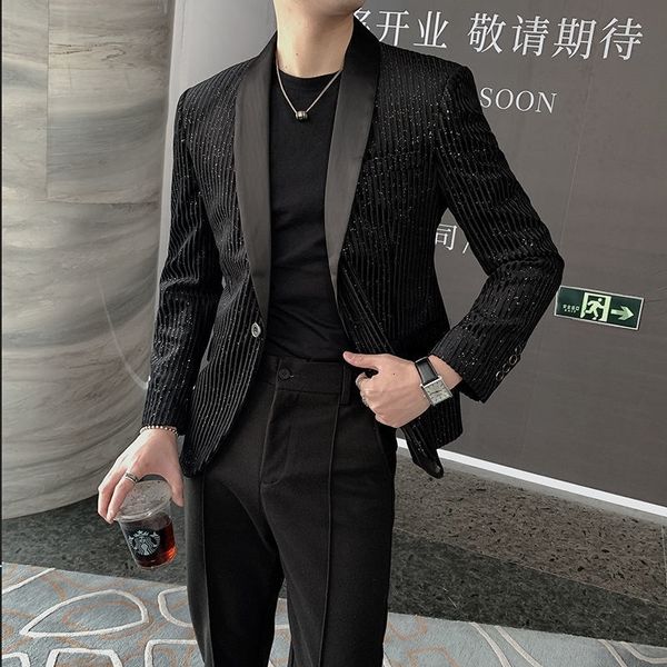 

spring and 2021 autumn striped personality small man jacket paillettes dressed yjrw qf8z, White;black