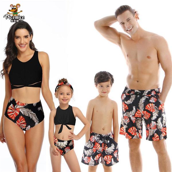 

папа сын пляж шорты swimwear ванна swimsuits family look bikini мамочка and me одежда мама и дочь matching платья костюмы, Blue