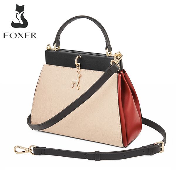 

foxer business ladies handle bags women's elegant soft shoulder bag cowhide luxury small totes large capacity purse for female c0121