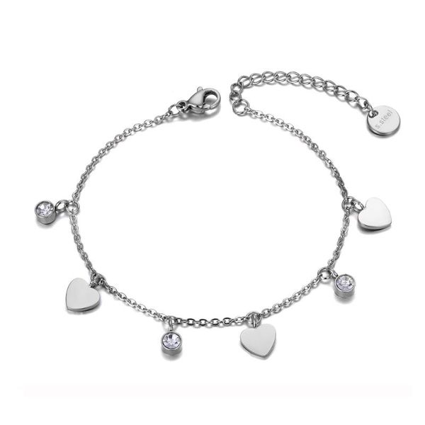 

charm bracelets stainless steel love heart cz crystal for women girls bohemia chain & link bracelet jewelry b19139, Golden;silver