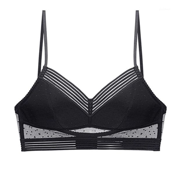 

gym clothing ly low back comfort lifting bra lace bralette dot mesh ultra thin ladies women crop s661, White;black