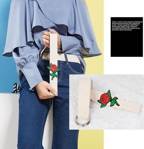 

new arrivel rose flower embroidery belts for women dress green black canvas belt long red fabric diy bow tie sqcfrl, Black;brown