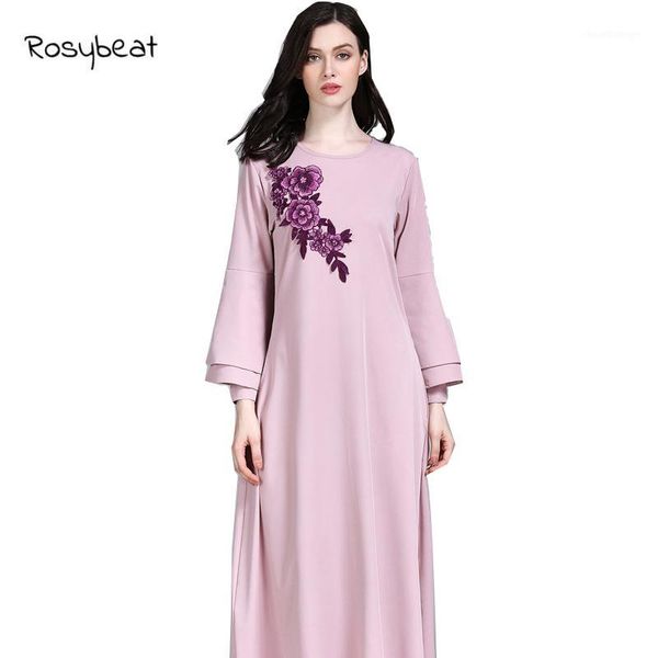 

women muslim dresses 2xl plus size abaya casual floral islamic clothing ladies middle east big size long robes office lady 20191, Red