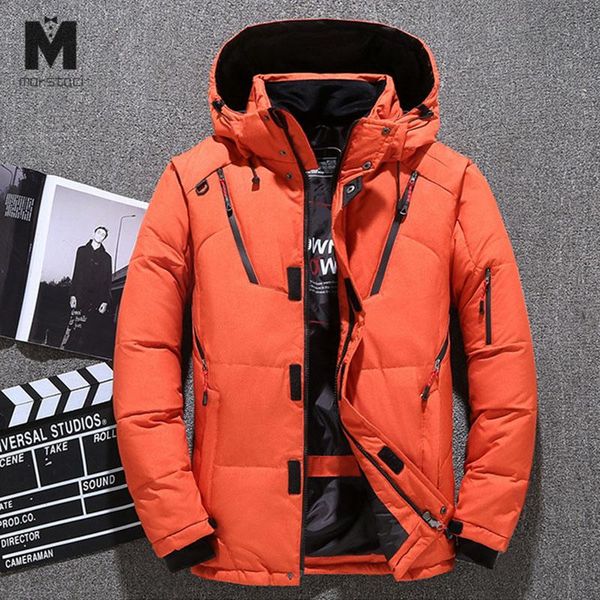 

высококачественная зимняя куртка мужчины с капюшоном толстые теплые утки вниз по парке parka parta suppy slim down mens harroat многие карма, Black;brown