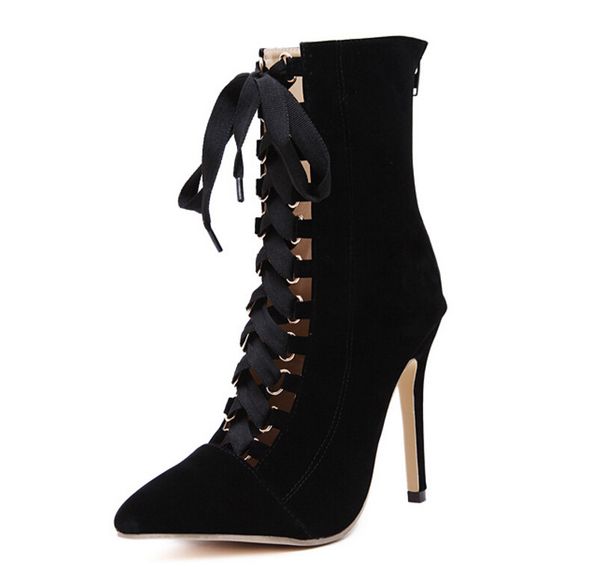

2020 greater project women's pointed toe boots cross-yellow camouflage with strip the female shoes bike spring ankle tn53, Black