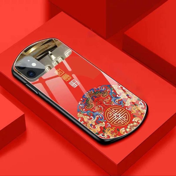 

suitable for china wind mobile phone 7plus p30pro auspicious r17 rich oval glass mirror shell