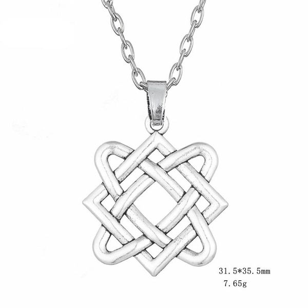 

pendant necklaces 10pcs viking men's fashion amulet statement necklace men russian square star choker vintage talisman, Silver