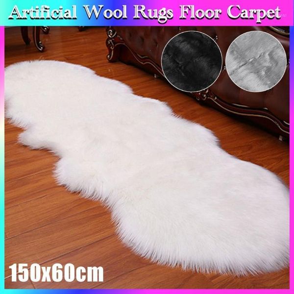

carpets 150x60cm soft artificial wool sheepskin carpet fluffy area rug white fur shaggy long hair solid mat home decor1