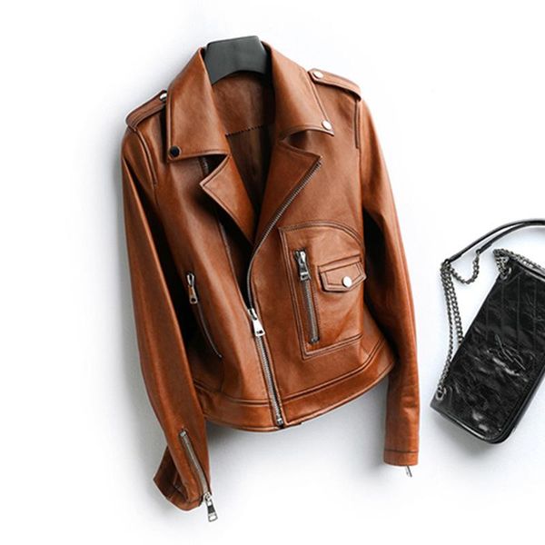 

leather jacket spring autumn jacket women genuine sheepskin coat female streetwear bomber jackets chaqueta mujer hq19022, Black