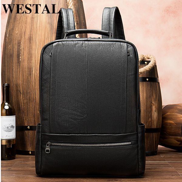 

westal men's backpacks genuine leather school