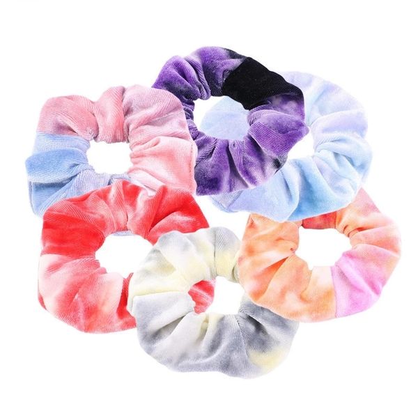 Tessuto arcobaleno colorato Corda elastica per capelli Scrunchie Anelli per capelli Accessori Copricapo per coda di cavallo per ragazze da donna