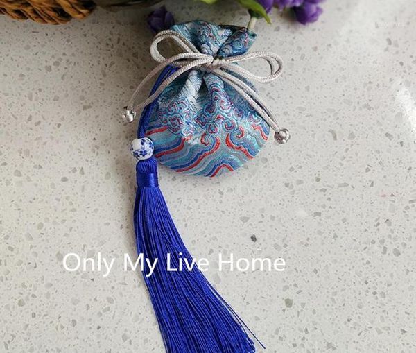 

cute tassel mini fabric craft gift bag wedding party favor bags for jewelry pouch chinese silk printed drawstring bag 2pcs/lot1