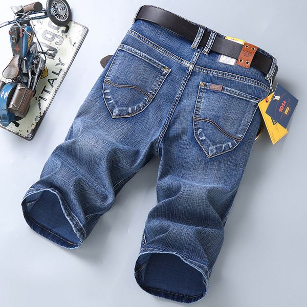 

sulee denim shorts men's capris summer ultra thin loose large casual slim fit half length pants, Blue