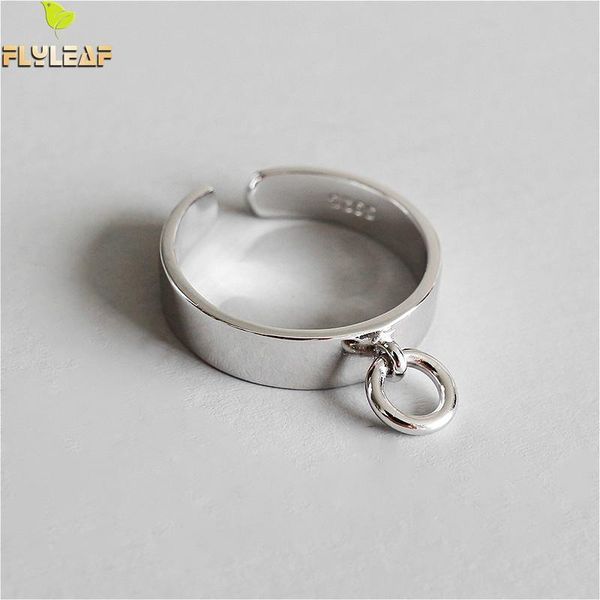 

flyleaf 925 sterling silver rings for women glossy hollow small circle femme fashion fine jewelry simple open ring ins style 201006, Golden;silver