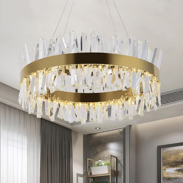 Kronleuchter Kristall Led Kronleuchter Lampe Luxus Glanz Wohnzimmer Dekoration Sivler Gold 40 60 80 cm Runde Deckenleuchte Küche wohnkultur