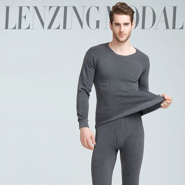 Inverno Uomo Long Johns Addensare Intimo termico da uomo Set Moda Velluto caldo Long John O-Collo Maglietta intima termica Pantaloni