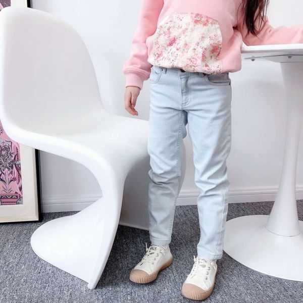 

new autumn and winter 2020 children's light blue cherry jeans slim pants