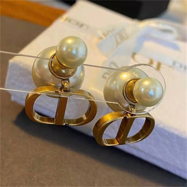 

87% off wholesale shop family earrings pearl new simple wind earrings women's brass anti allergy earrings12, Golden