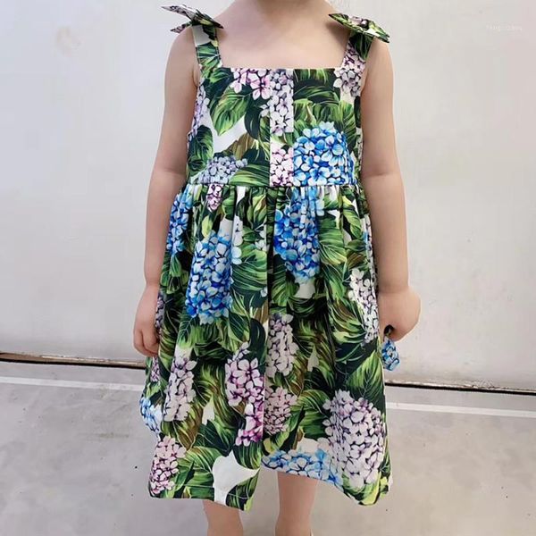 

girl's dresses 2021 summer cute flower dress for girl kids elegant party baby girls green bohemian with bow ribbon kids1, Red;yellow