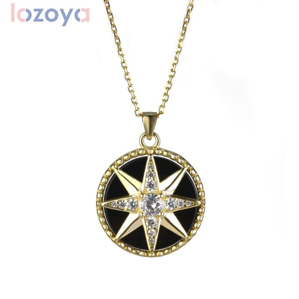 

lozoya 100% 925 sterling silver eight-pointed star shape pendant necklace 2020 wedding party friendship jewelry