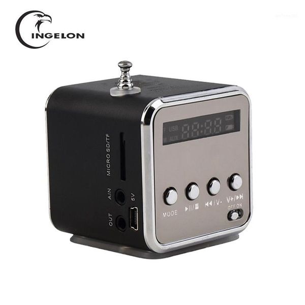

portable fm radio with micro sd / tf / usb 8gb card receiver mp3 music player built-in line in audio interface speaker lcd stere1