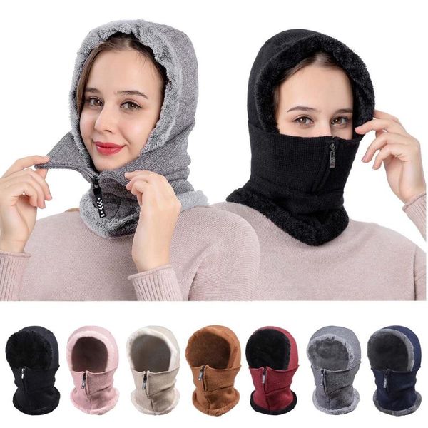

keep warm and windproof hat cycling skiing knit hat scarf mask sets warm knitted cap comfortable and soft dropshipping