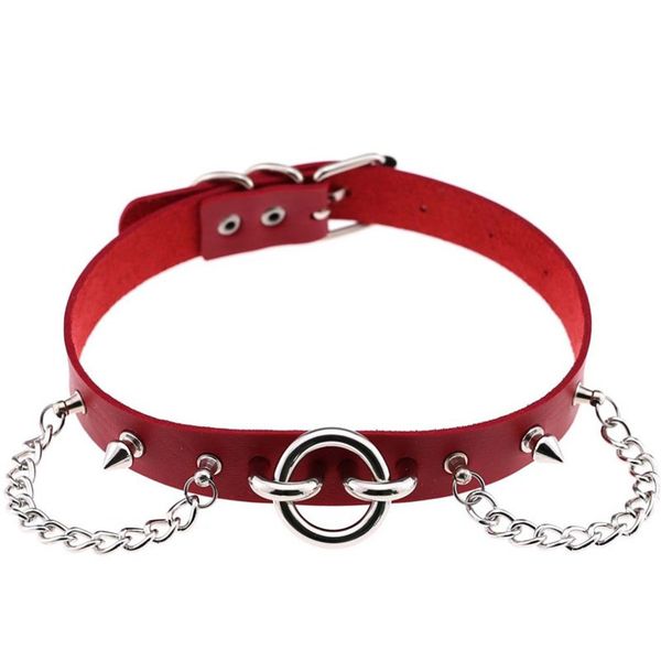 

2020 кожаный шип черный гот choker ожерелье цепь рок воротник бондаж колье ожерелья подвеска готические ювелирные изделия звена цепочка, Silver