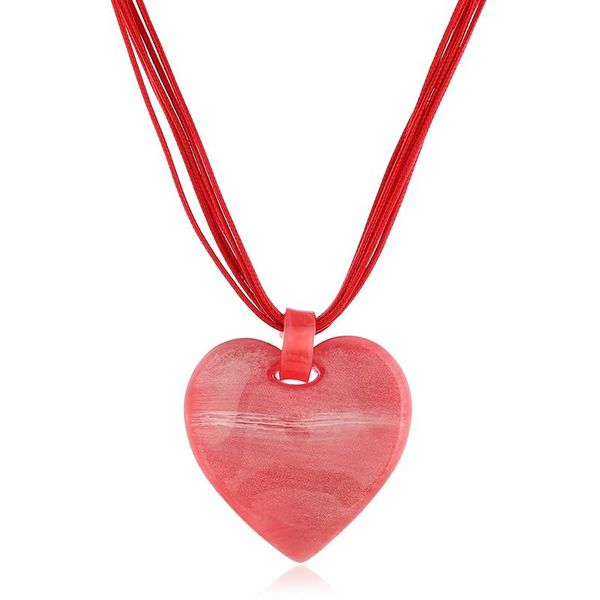 

pendant necklaces leather rope chain acrylic heart necklace women choker collares de moda 2021 kolye colar boho jewelry bijoux femme punk, Silver