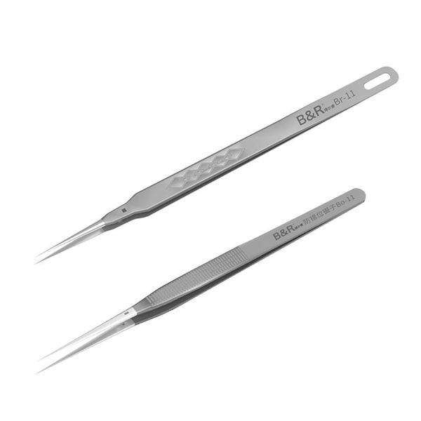 

professional hand tool sets b&r high precision tweezers for jump wire repairing anti miss-match ic chip electronic components motherboard fo
