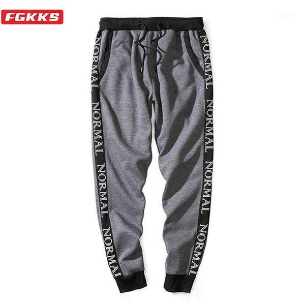 

fgkks new men sweatpants letter print men's fashion fitness joggers trousers brand casual patchwork small feet sweatpants male1, Black