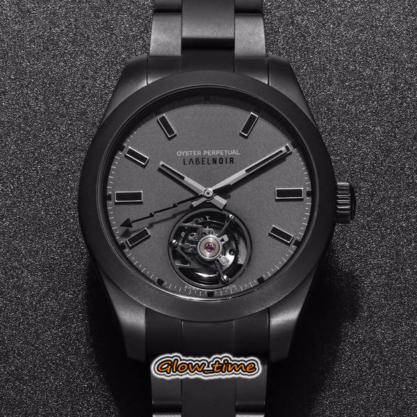 

jbf refit version label noir 116400 true tourbillon 3131 automatic black steel case 0001 mens watch sapphire steel bracelet watches, Slivery;brown