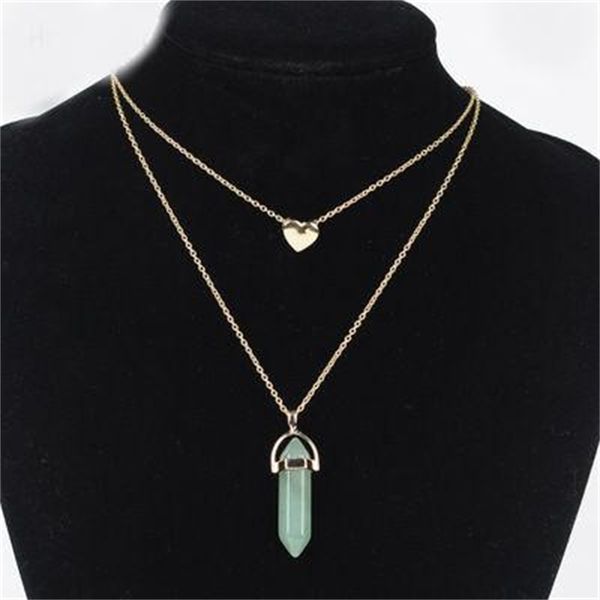 

crystals jewelry elegant necklace amethyst rose quartz chakra healing women men natural stone pendants gold chain neckla
