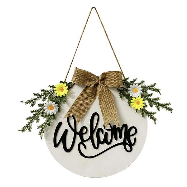 

crafts hanging wreath restaurant outdoor garland wooden 30cm round rustic party welcome sign for front door home decor