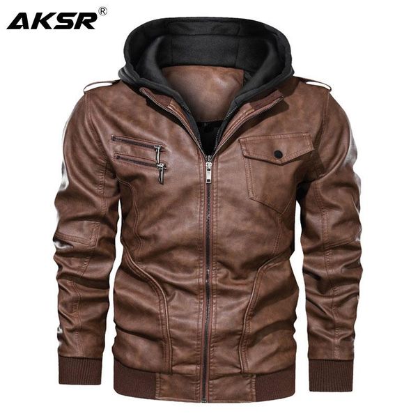 

men's hooded leather jacket coat european size faux leather pu jackets with hood casual moto biker jacket chaqueta cuero hombre, Black