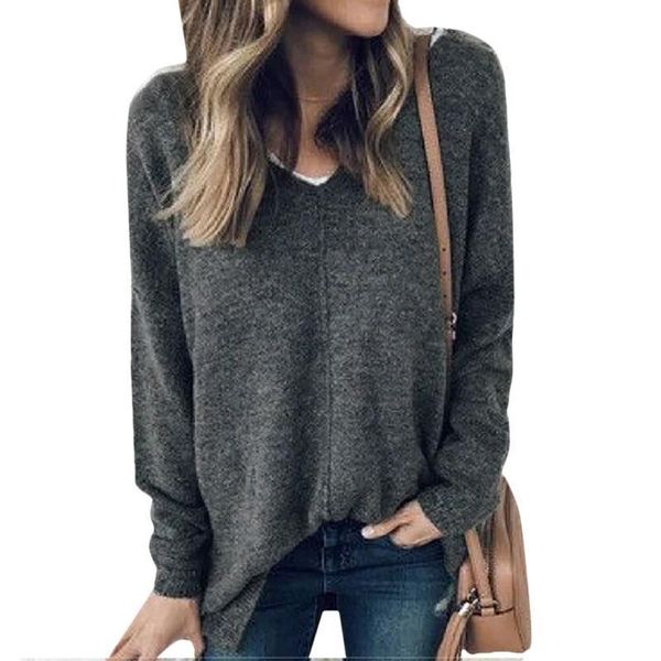 

autumn women knitted cotton blended pullovers solid v neck jumpers long sleeve knitted ladies casual loose shirts, White;black