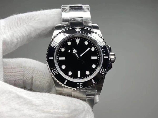 

2021 new luxury mens watch 40mm black dial no date black ceramic ring sapphire glass 316l stainless steel strap 5atm waterproof wristwatch, Slivery;brown