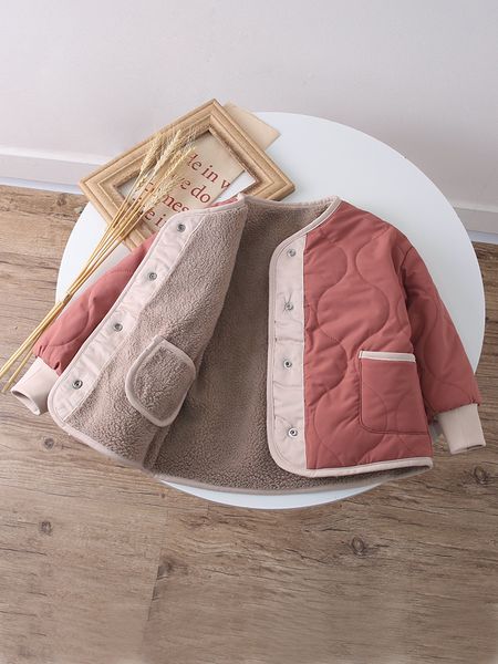 

down jacket inner liner boys and girls winter cotton padded baby plush children's warm coat, Blue;gray