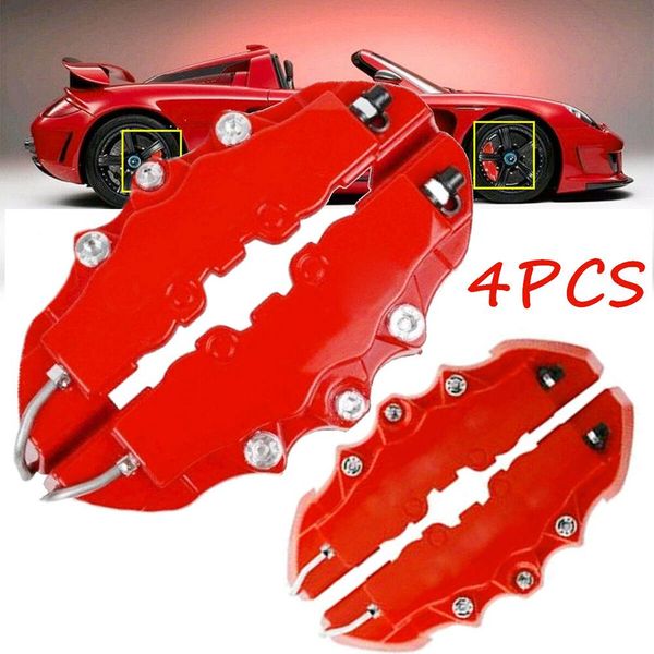 

4pcs car disc brake 3d red abs plastic caliper covers front rear automobile brake kit for 16''--22'' wheel brake cylinde